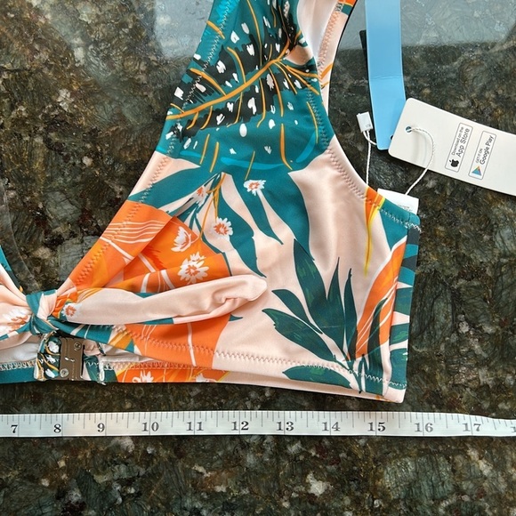 NWT CupShe tie front floral tropical bikini top. Lined but not padded. XXL. - Picture 11 of 12